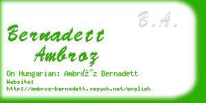 bernadett ambroz business card